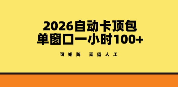 2026自动卡顶包玩法，单窗口一小时100+，可矩阵操作，无需人工【揭秘】-龙部落