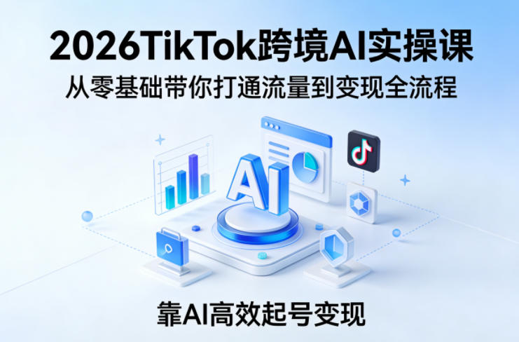 2026TikTok跨境AI实操课，从零基础带你打通流量到变现全流程，靠AI高效起号变现-龙部落