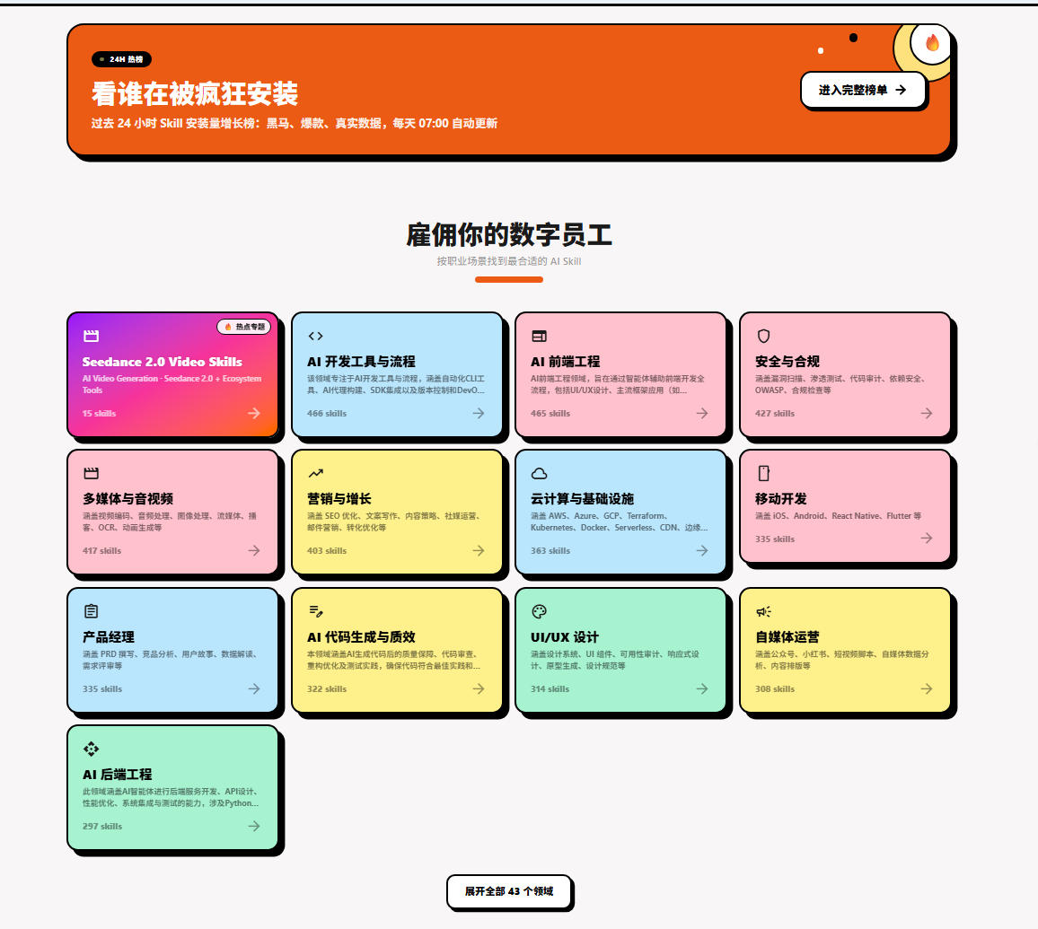 别再乱找了!聚合了超过9000+个AI Skills的中文导航平台,让你的AI变得更强大,SkillForge-龙部落