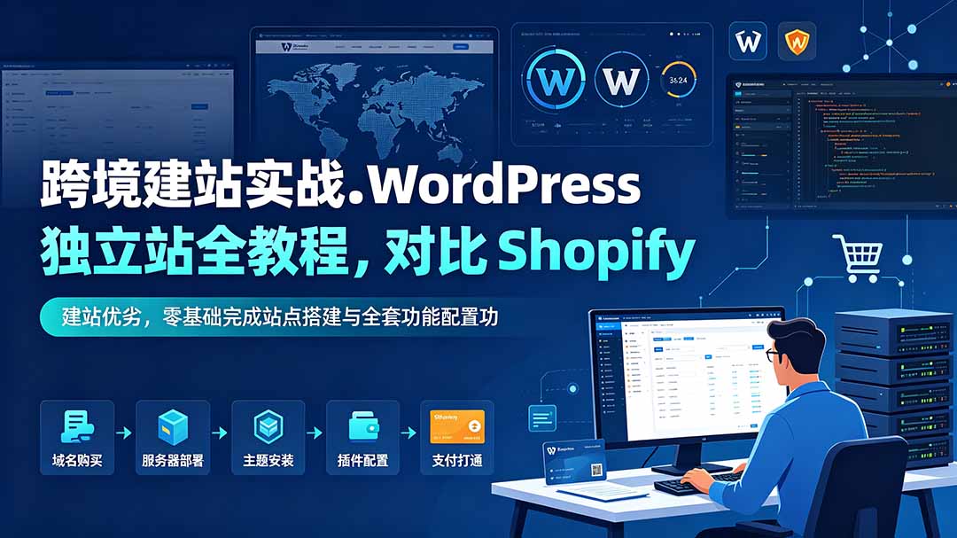 跨境建站实战：WordPress 独立站全教程，对比 Shopify 建站优劣，零基础完成站点搭建与全套功能配置-龙部落