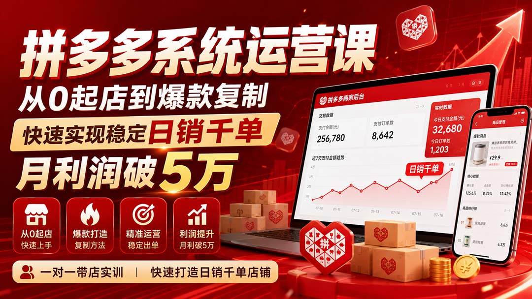 (20547期)拼多多系统运营课-无水印(更新9月),从0起店到爆款复制,快速实现稳定日销千单,月利润破5万 (20547期)拼多多系统运营课-无水印(更新9月),从0起店到爆款复制,快速实现稳定日销千单,月利润破5万