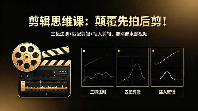 剪辑思维课：颠覆先拍后剪！三镜法则+匹配剪辑+插入剪辑，告别流水账视频-龙部落