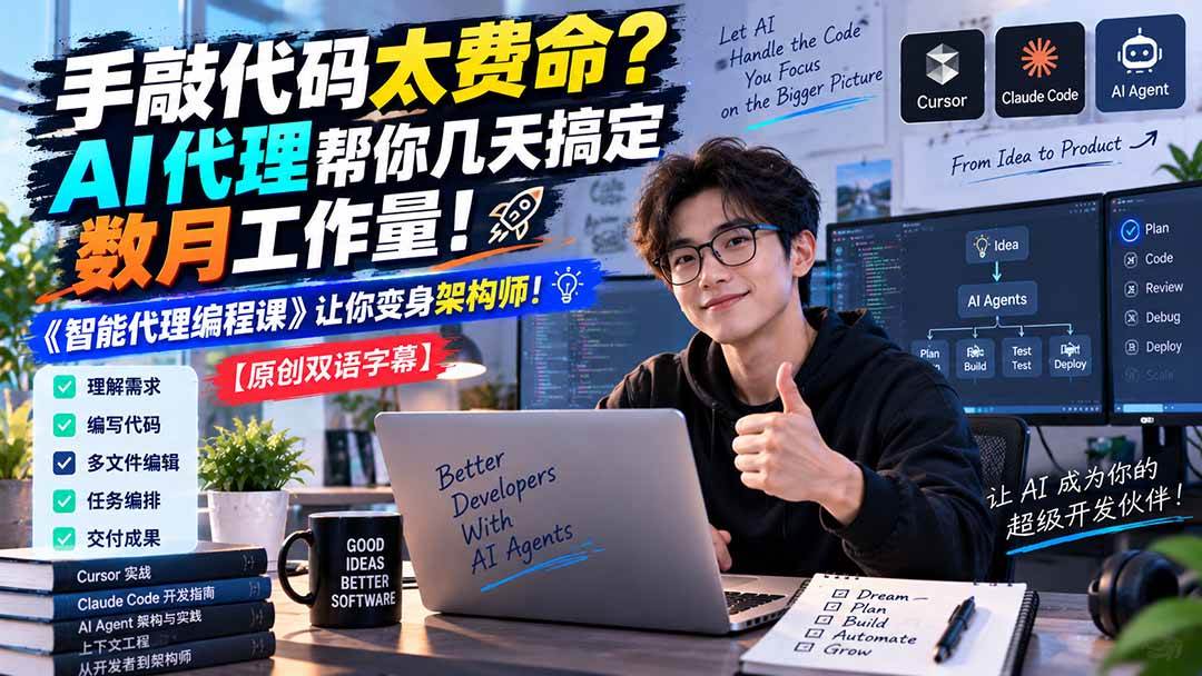 （20286期）手敲代码太费命？AI 代理帮你几天搞定数月工作量！《智能代理编程课》让你变身架构师-龙部落