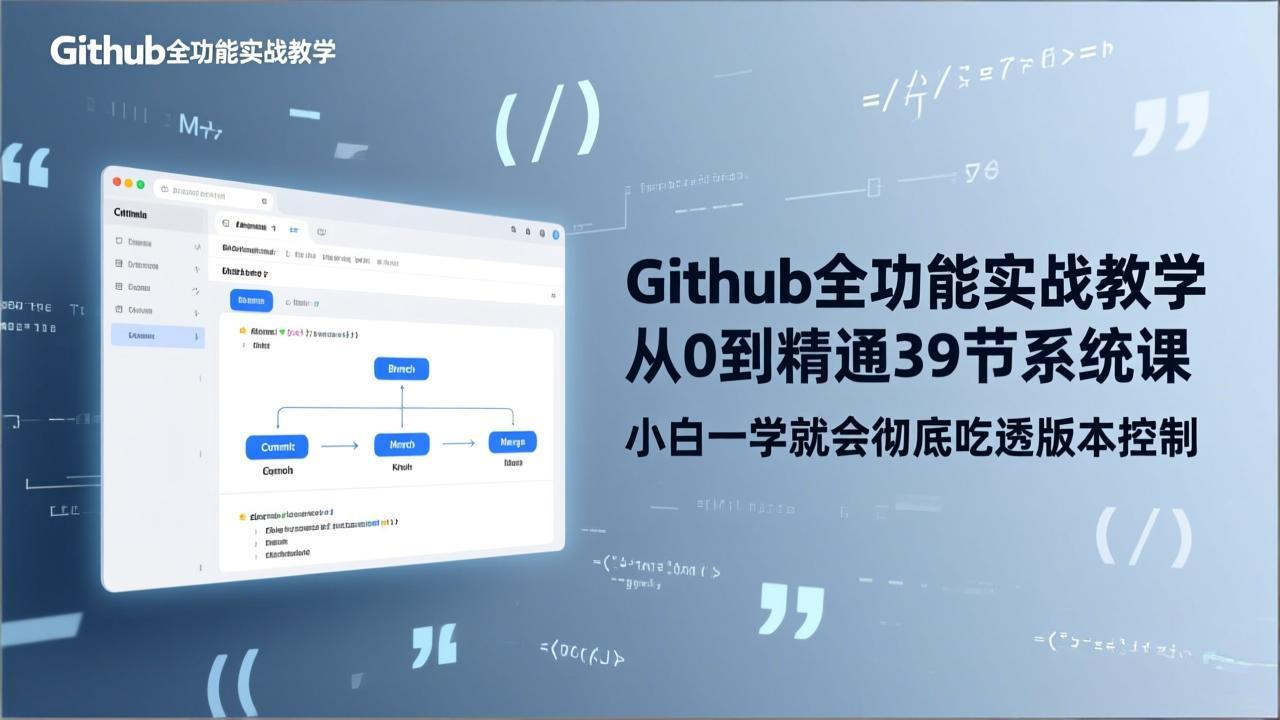 GitHub-全功能实战教学，从0到精通39节系统课，小白一学就会彻底吃透版本控制-龙部落