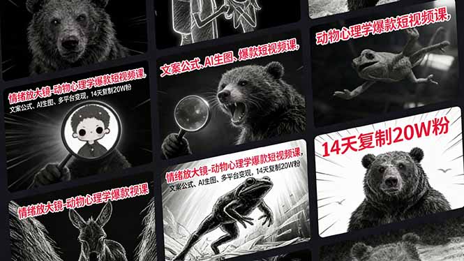 情绪放大镜-动物心理学爆款短视频课,文案公式、AI生图、多平台变现,14天复制20W粉-龙部落