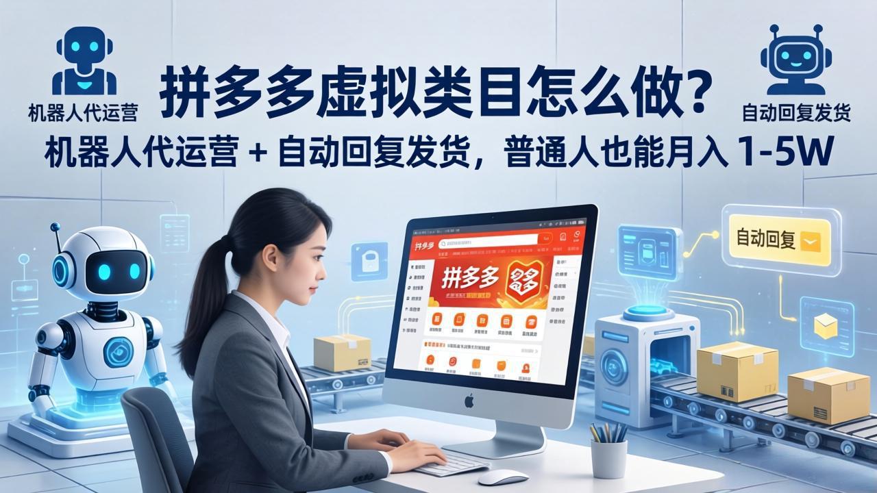 拼多多虚拟类目怎么做？机器人代运营 + 自动回复发货，普通人也能月入 1-5W-龙部落