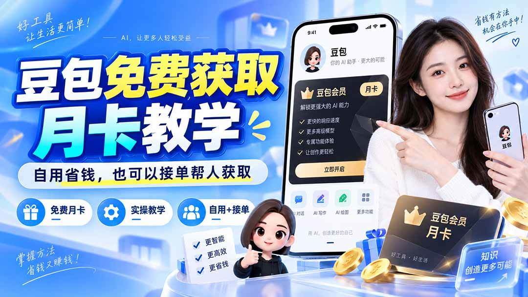 （20358期）豆包免费获取月卡教学，自用省钱，也可以接单帮人获取-龙部落