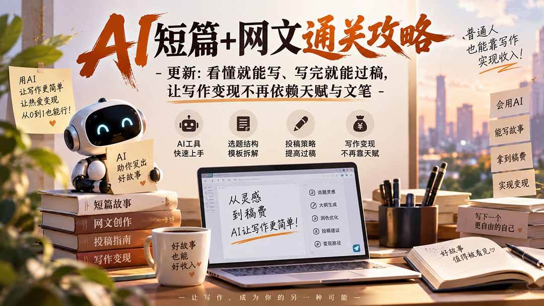 (20578期)AI短篇+网文通关攻略-更新0921:看懂就能写、写完就能过稿,让写作变现不再依赖天赋与文笔-龙部落