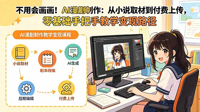不用会画画!AI漫剧制作:从小说取材到付费上传,零基础手把手教学变现路径(更新-龙部落