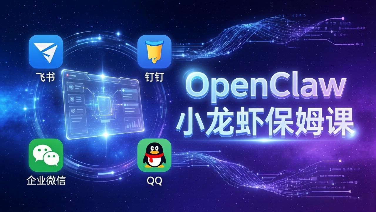 OpenClaw小龙虾保姆课： Windows/macOS/Linux/Docker全系统安装，飞书+钉钉+企业微信+QQ 全接入-龙部落
