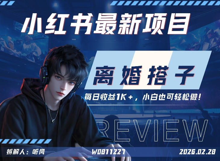 小红书项目—离婚搭子！小众但是热门的赛道，每天稳定1K，新手小白也好做！-龙部落