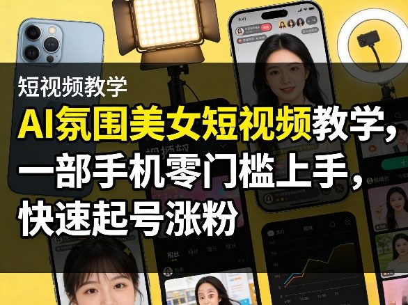 AI氛围美女短视频教学，一部手机零门槛上手，快速起号涨粉-龙部落