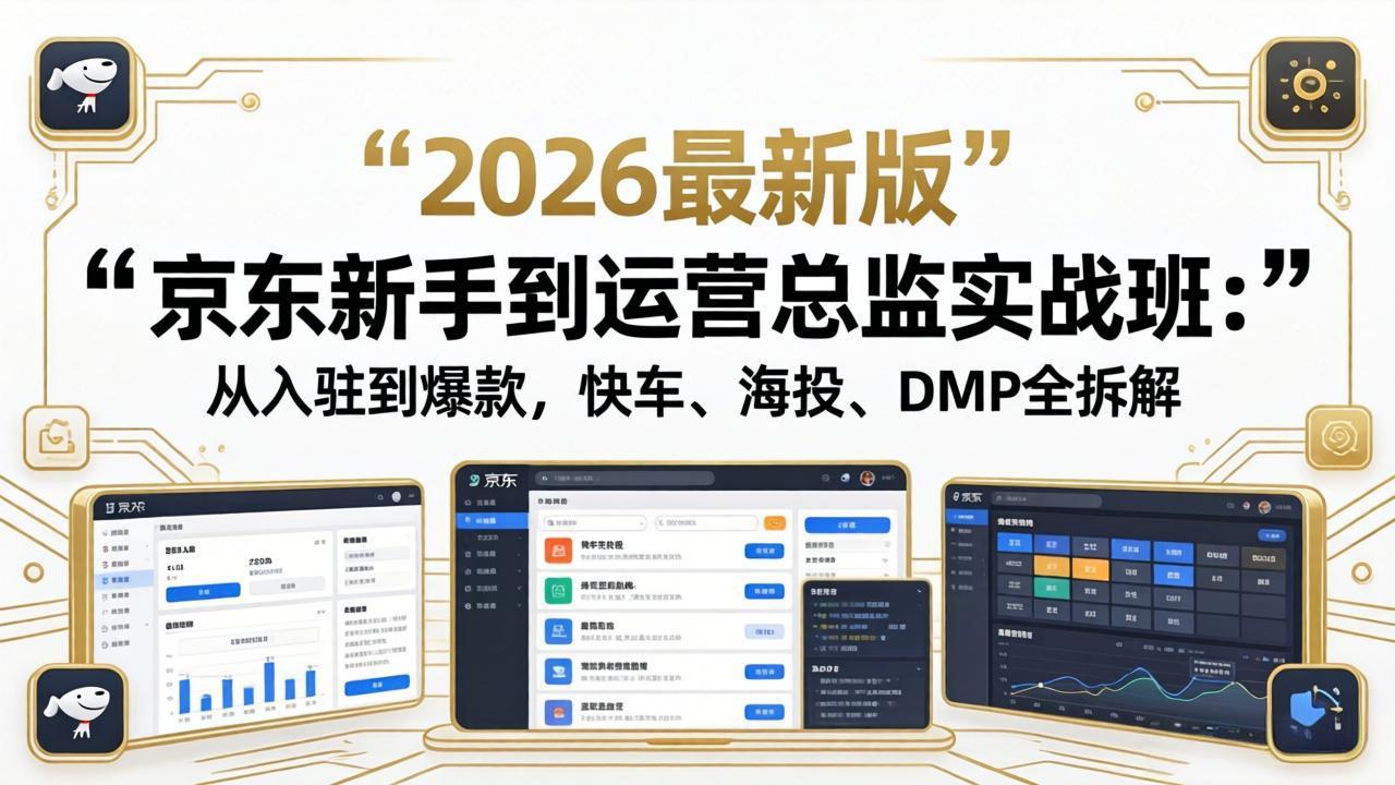 京东新手到运营总监实战班：从入驻到爆款，快车、海投、DMP全拆解，2026最新版-龙部落