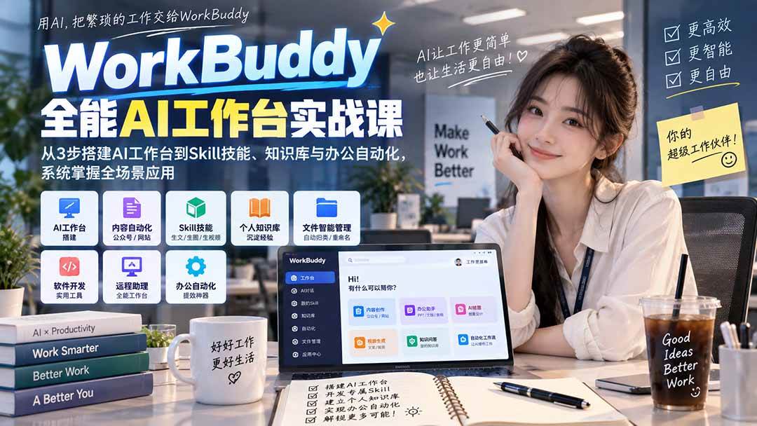 (20403期)WorkBuddy全能AI工作台实战课:从3步搭建AI工作台到Skill技能、知识库与办公自动化,系统掌握全场景应用-龙部落