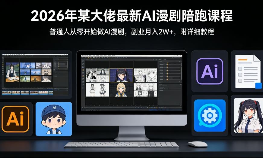 26年某大佬最新Ai漫剧陪跑课程，普通人从零开始做AI漫剧，副业月入2W+-龙部落