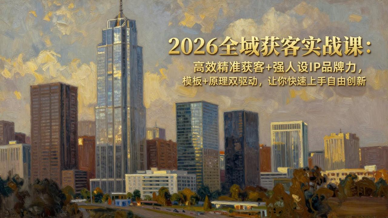 2026全域获客实战课：高效精准获客+强人设IP品牌力，模板+原理双驱动，让你快速上手自由创新-龙部落