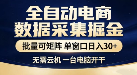 独家电商数据全自动采集项目，批量可矩阵，单窗口轻松日入3张+【揭秘】-龙部落