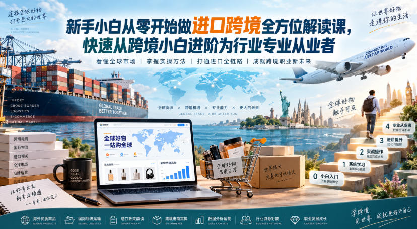 新手小白从零开始做进口跨境全方位解读课，快速从跨境小白进阶为行业专业从业者-龙部落