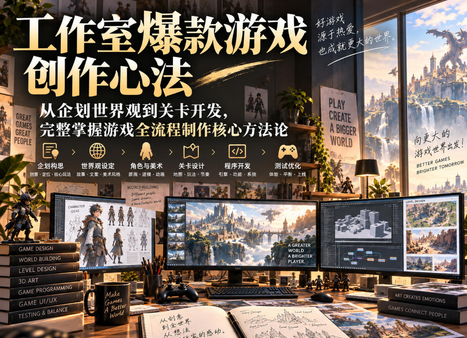 工作室爆款游戏创作心法｜从企划世界观到关卡开发，完整掌握游戏全流程制作核心方法论-龙部落