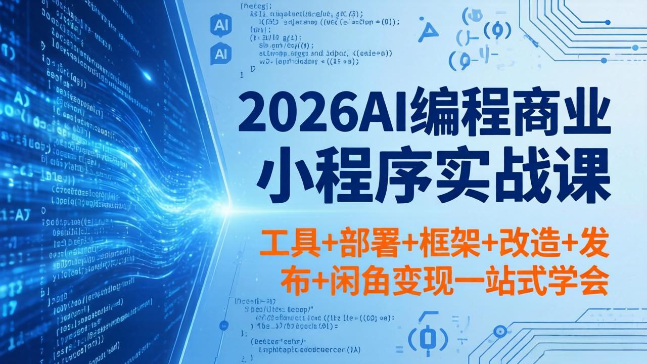 2026AI编程商业小程序实战课，工具+部署+框架+改造+发布+闲鱼变现一站式学会-龙部落