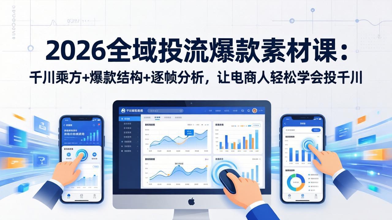 2026全域投流爆款素材课：千川乘方+爆款结构+逐帧分析，让电商人轻松学会投千川-龙部落