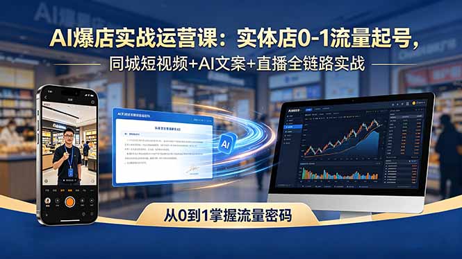 AI爆店实战运营课:实体店0-1流量起号,同城短视频+AI文案+直播全链路实战-龙部落