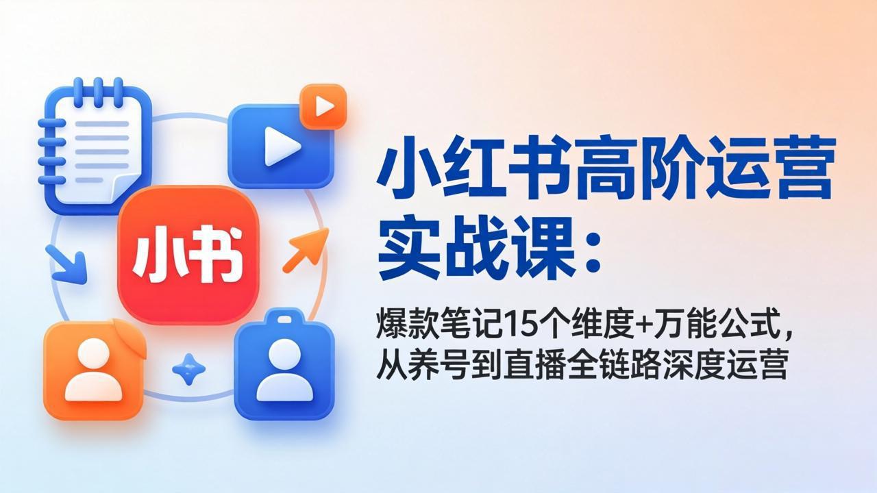 小红书高阶运营实战课：爆款笔记15个维度+万能公式，从养号到直播全链路深度运营-龙部落