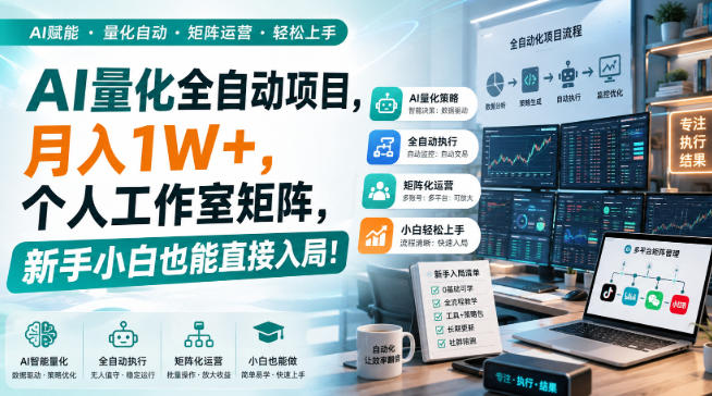 AI量化全自动项目，月入1W+，个人工作室矩阵，新手小白也能直接入局！【揭秘】-龙部落