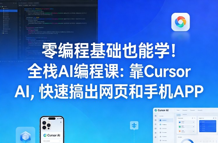 零编程基础也能学!全栈AI编程课:靠Cursor AI,快速搞出网页和手机APP-龙部落