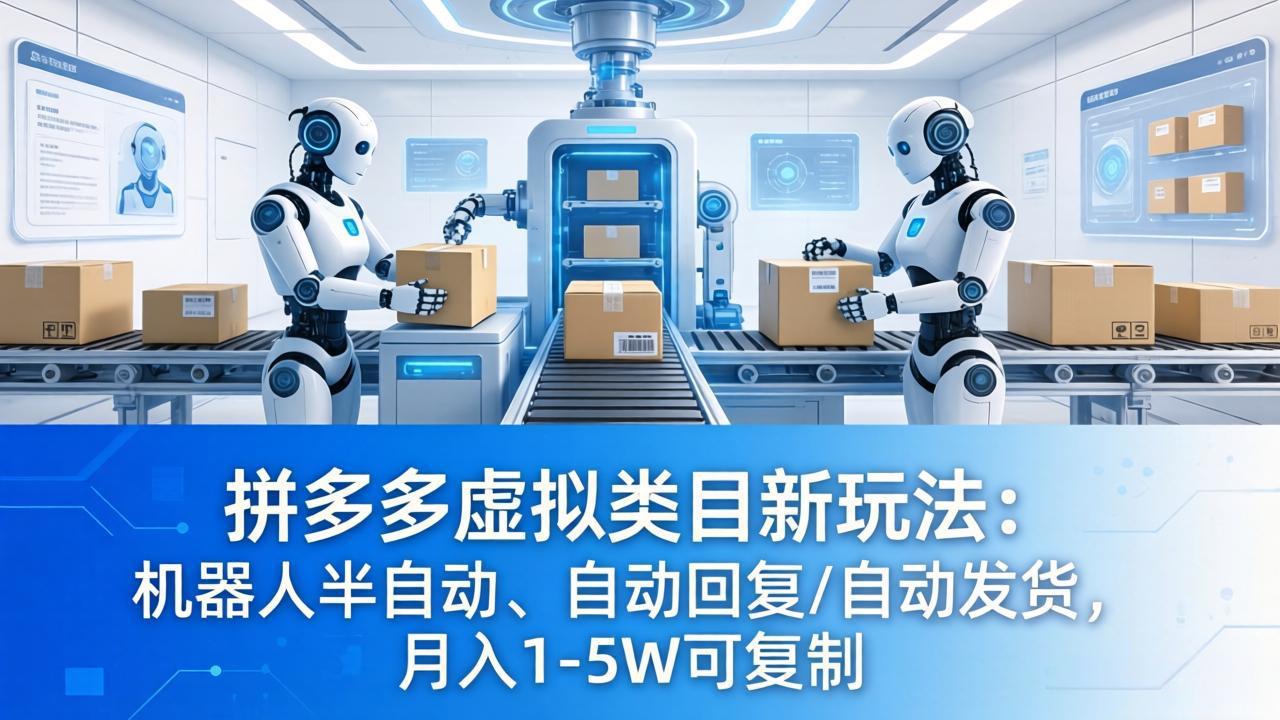 拼多多虚拟类目新玩法:机器人半自动、自动回复 /自动发货,月入 1-5W 可复制-龙部落