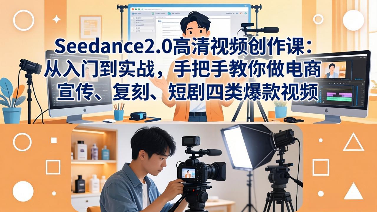 Seedance2.0高清视频创作课：从入门到实战，手把手教你做电商、宣传、复刻、短剧四类爆款视频-龙部落