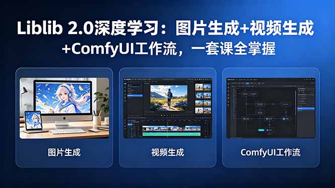 Liblib 2.0深度学习：图片生成+视频生成+ComfyUI工作流，一套课全掌握-龙部落