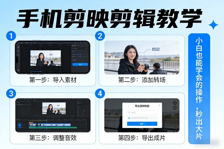 手机剪映剪辑教学，小白也能学会的操作，秒出大片-龙部落
