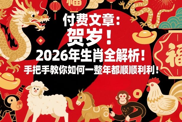付费文章：贺岁！2026年生肖全解析！手把手教你如何一整年都顺顺利利！-龙部落