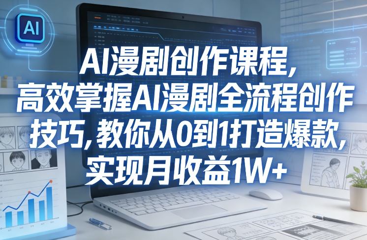 某社群AI漫剧创作课程，高效掌握AI漫剧全流程创作技巧，教你从0到1打造爆款，实现月收益1W+-龙部落