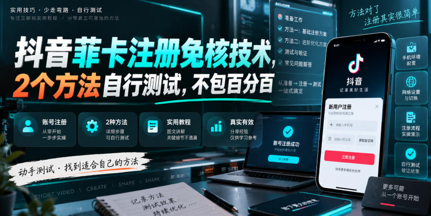 抖音菲卡注册免核技术,2个方法自行测试,不包百分百-龙部落