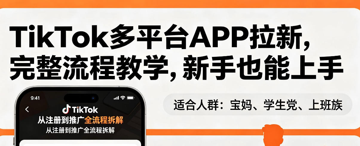 TikTok多平台APP拉新，完整流程教学，新手也能上手，轻松出海搞美金-龙部落