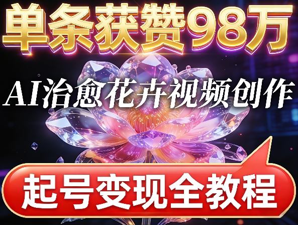 单条获赞98W，AI治愈花卉视频创作，起号变现全教程-龙部落