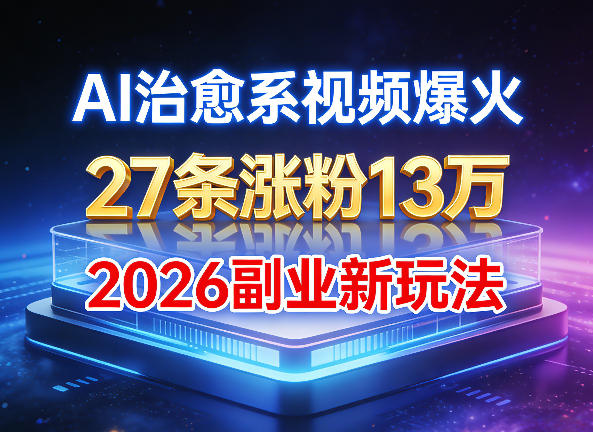 AI治愈系视频爆火，27条涨粉13W，2026新手副业新玩法-龙部落