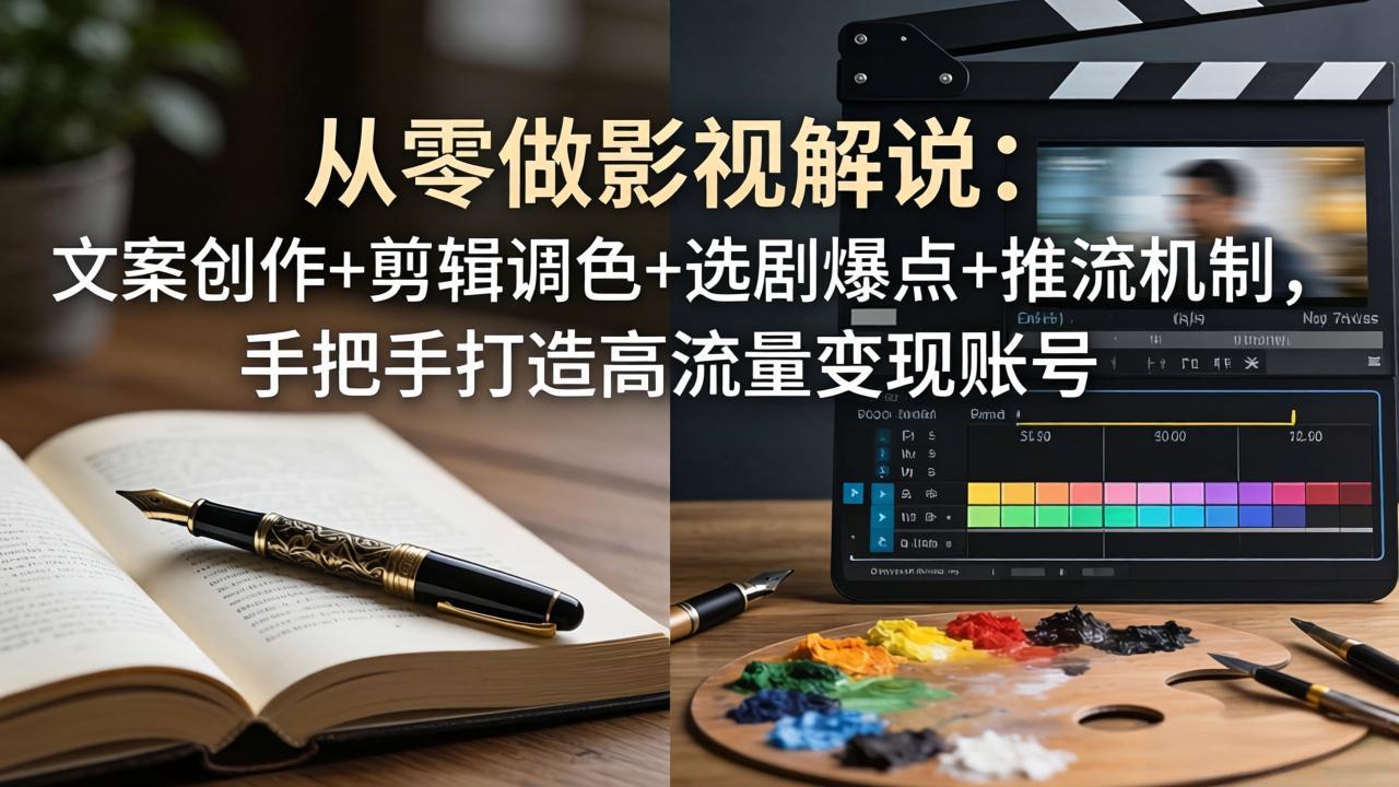 从零做影视解说：文案创作+剪辑调色+选剧爆点+推流机制，手把手打造高流量变现账号-龙部落