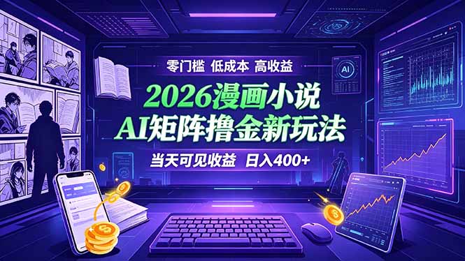 爆款小说漫画大阅读 ai矩阵操作 当天可见收益 日入400+ 零门槛 高收益-龙部落