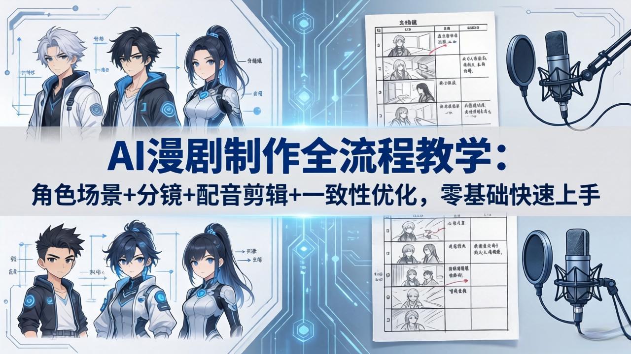 AI漫剧制作全流程教学：角色场景+分镜+配音剪辑+一致性优化，零基础快速上手-龙部落