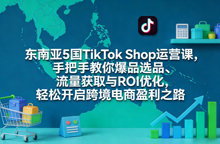 东南亚5国TikTok Shop运营课，手把手教你爆品选品、流量获取与ROI优化，轻松开启跨境电商盈利之路-龙部落