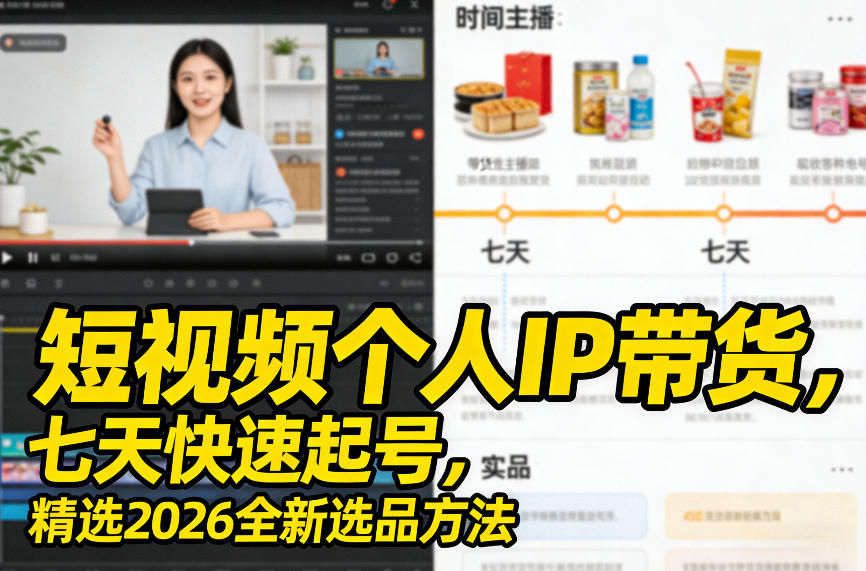 短视频个人IP带货，七天快速起号，精选2026全新选品方法-龙部落
