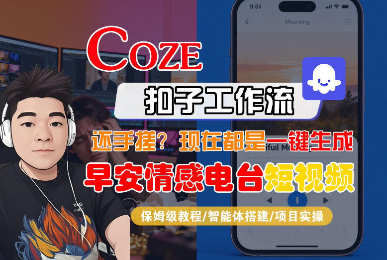 【Coze工作流搭建实操教程】【coze】早安情感电台日签视频还在手动做？用扣子工作流自动生成，省时90%-龙部落