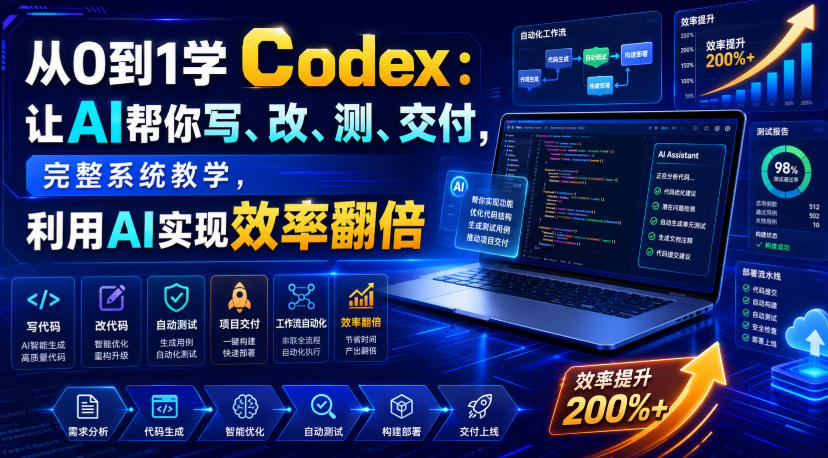 从0到1学Codex:让AI帮你写、改、测、交付,完整系统教学,利用AI实现效率翻倍(更新0918)-龙部落