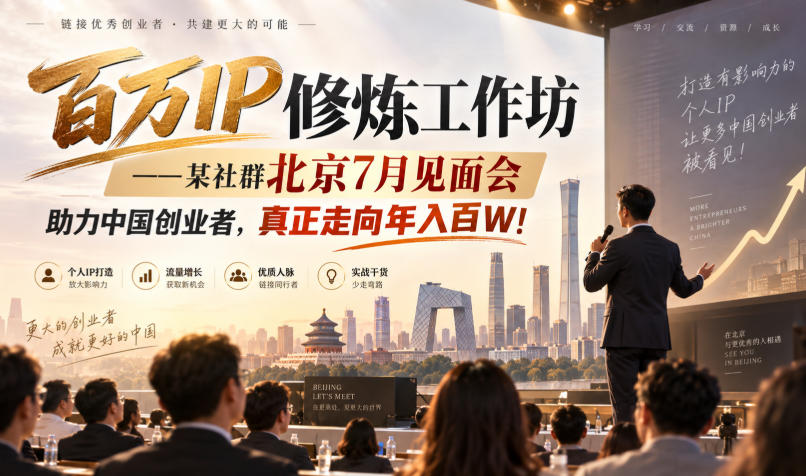 百万IP修炼工作坊——某社群北京7月见面会,助力中国创业者,真正走向年入百W!-龙部落