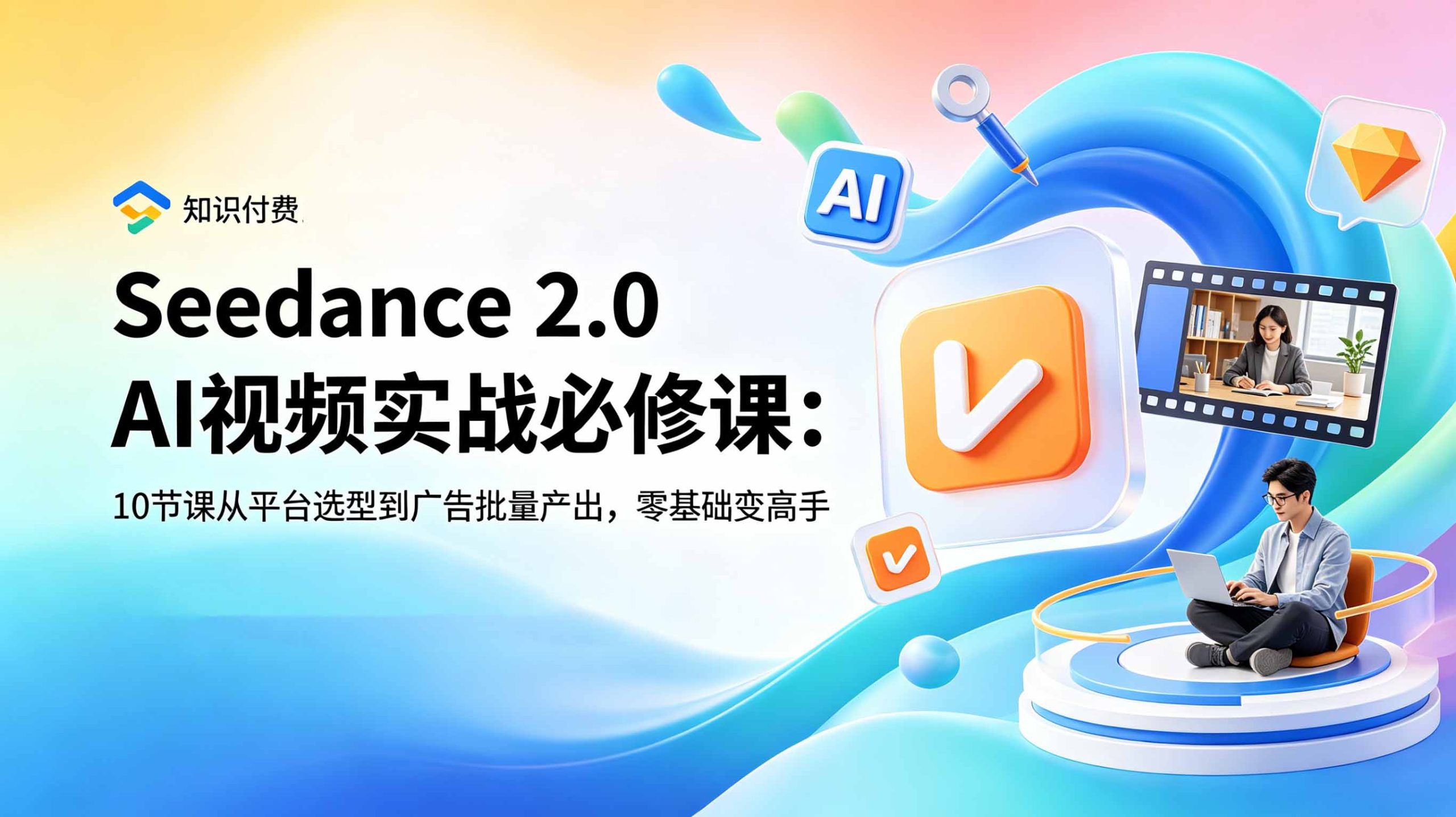 Seedance 2.0 AI视频实战必修课:10节课从平台选型到广告批量产出,零基础变高手-龙部落