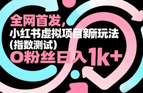 全网首发，小红书虚拟项目新玩法（指数测试），0粉丝日入1k+，整个玩法完整拆解！-龙部落