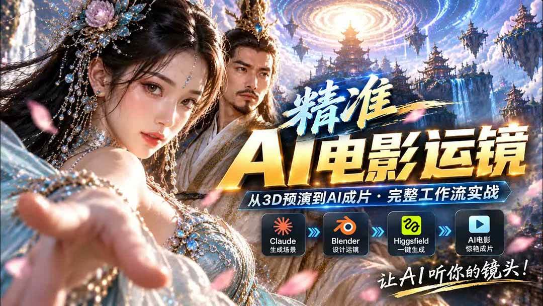 （20503期）AI视频终于能精准运镜了！Claude + Blender + Higgsfield 免费插件实测-龙部落